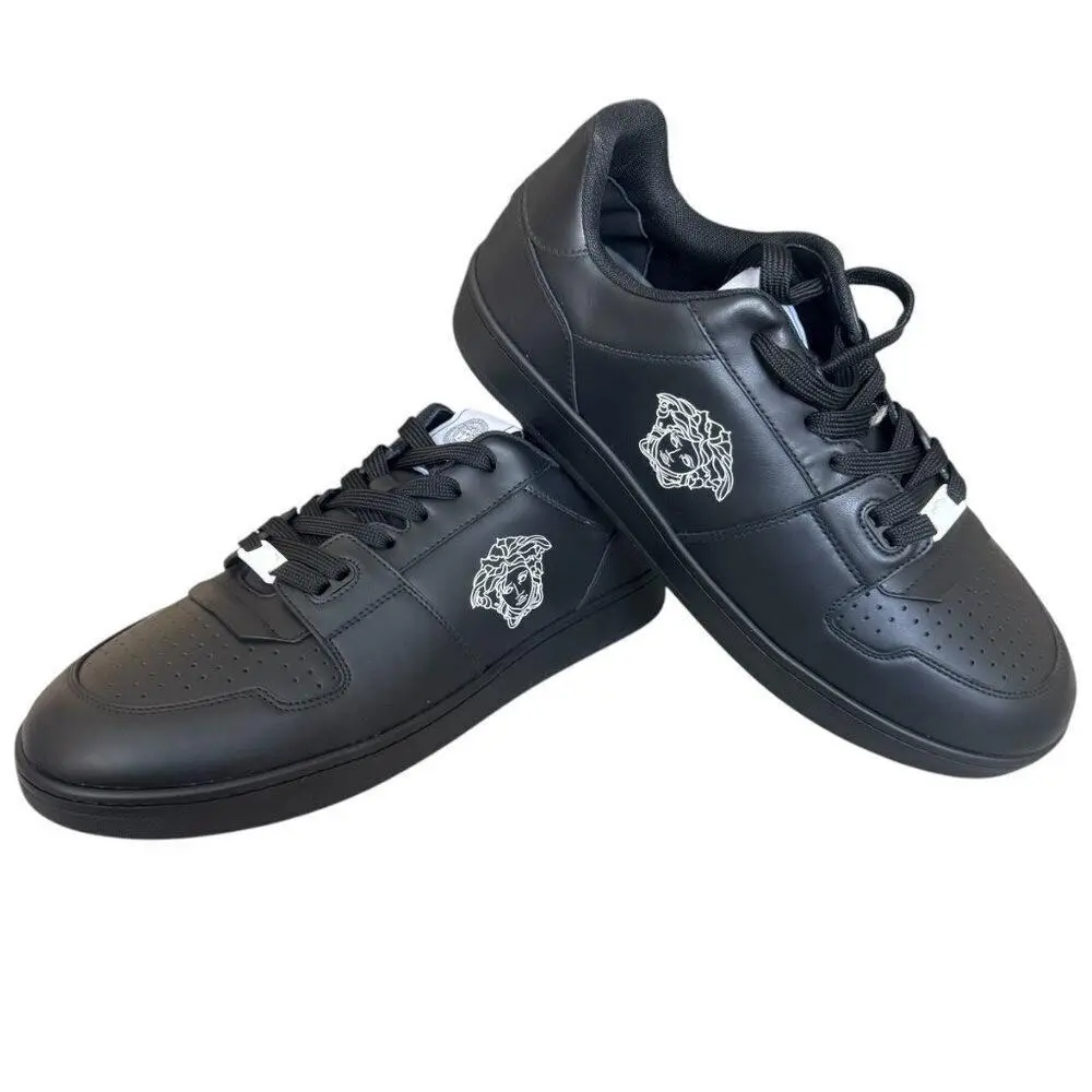 Medusa Black Leather Men`s Sneaker Shoe 1013377 45.5 by Versace