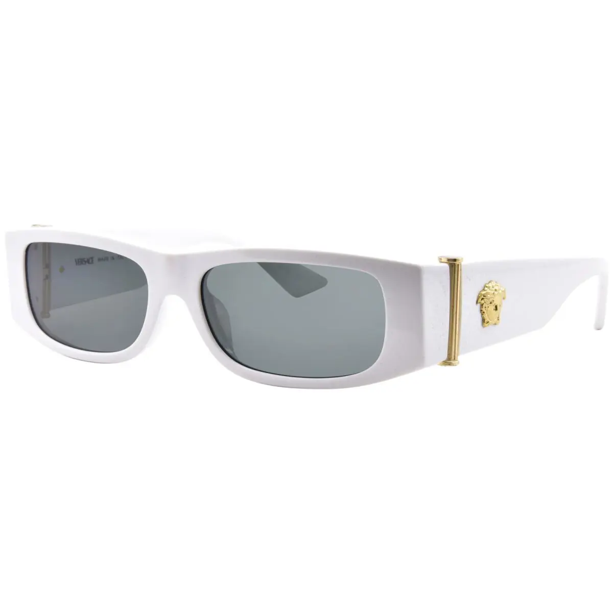 Versace VE4476U 545987 Sunglasses Men`s White/dark Grey Rectangle Shape 55mm
