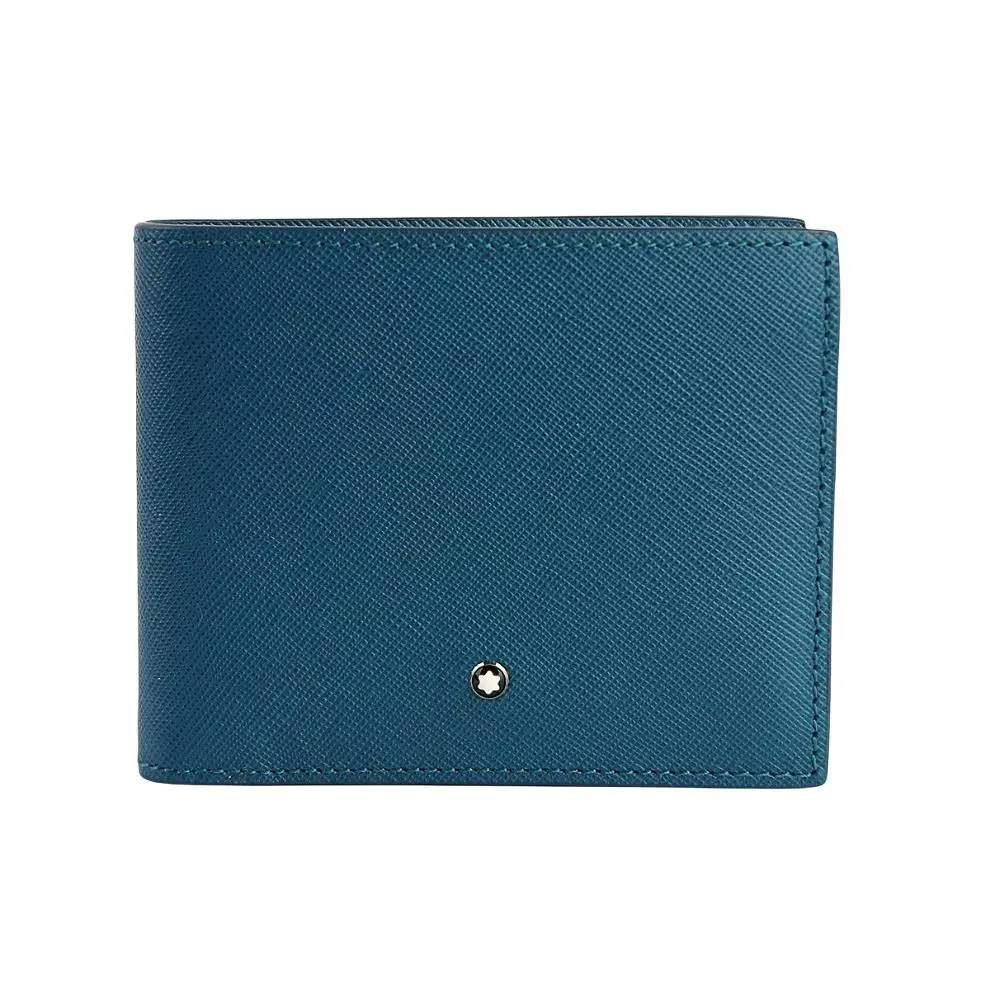 Sartorial 6CC Wallet Petrol Blue Leather 124380 Italy Box Rare by Montblanc