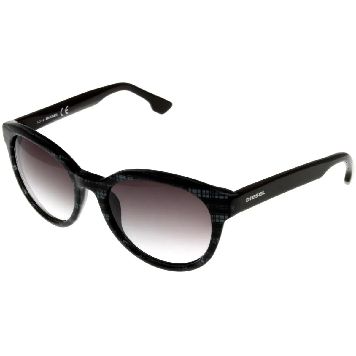 Diesel Sunglasses Round Black Grey Plaid Brown Arms Unisex DL0041 20B
