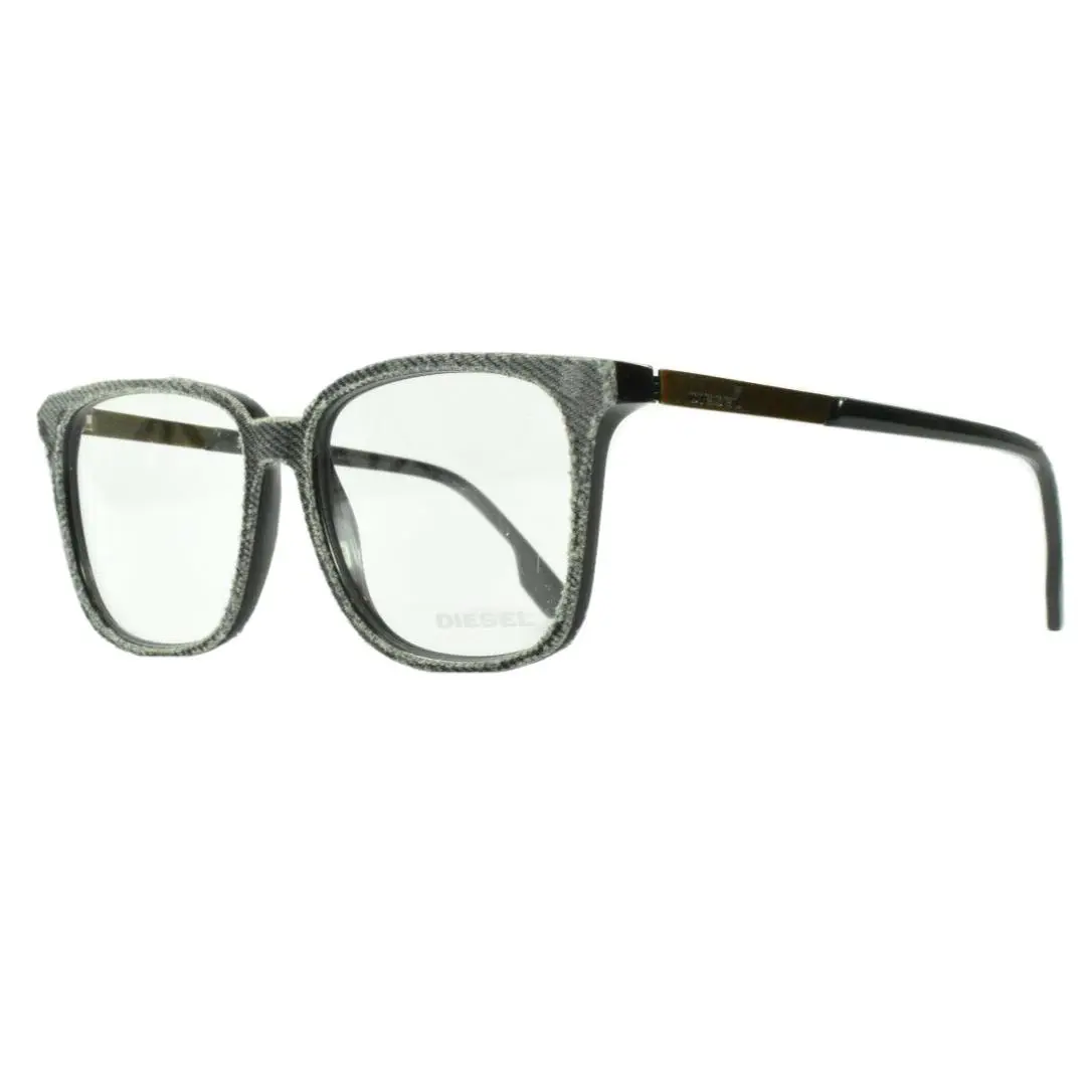 DL5116/V 005 Full Frame Square Gray Jeans Black Eyeglasses Unisex by Diesel
