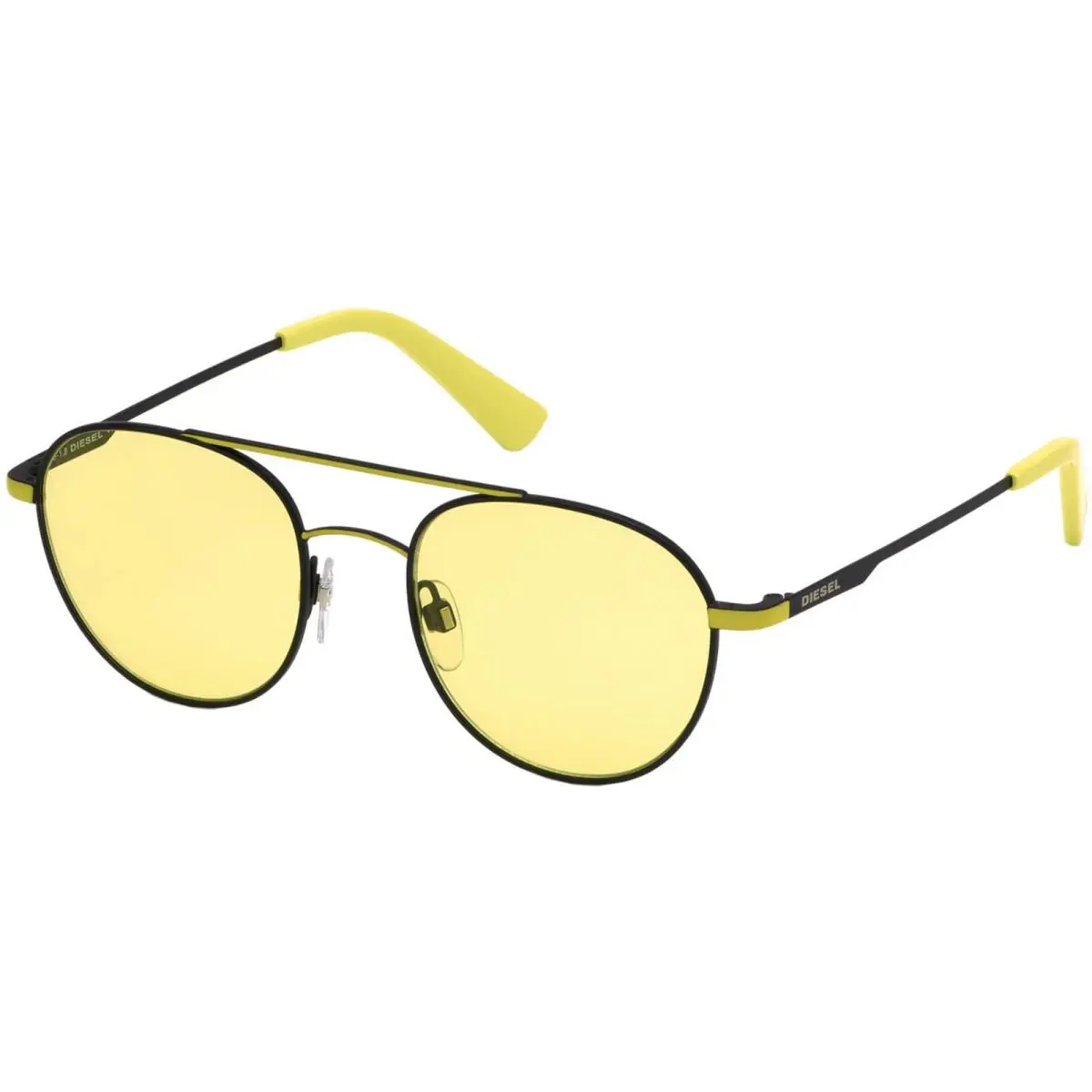 DL 0287 05J Black Yellow Round Aviator Sunglasses Frame 50-19-145 by Diesel