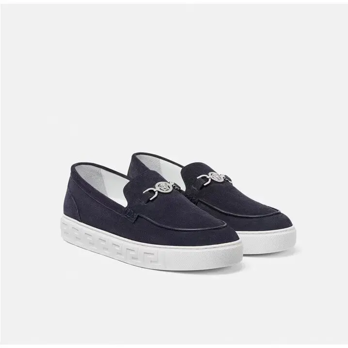 Final Price Versace Medusa 95 Men Slip On Sneakers Blue Suede Eu 41 US 8