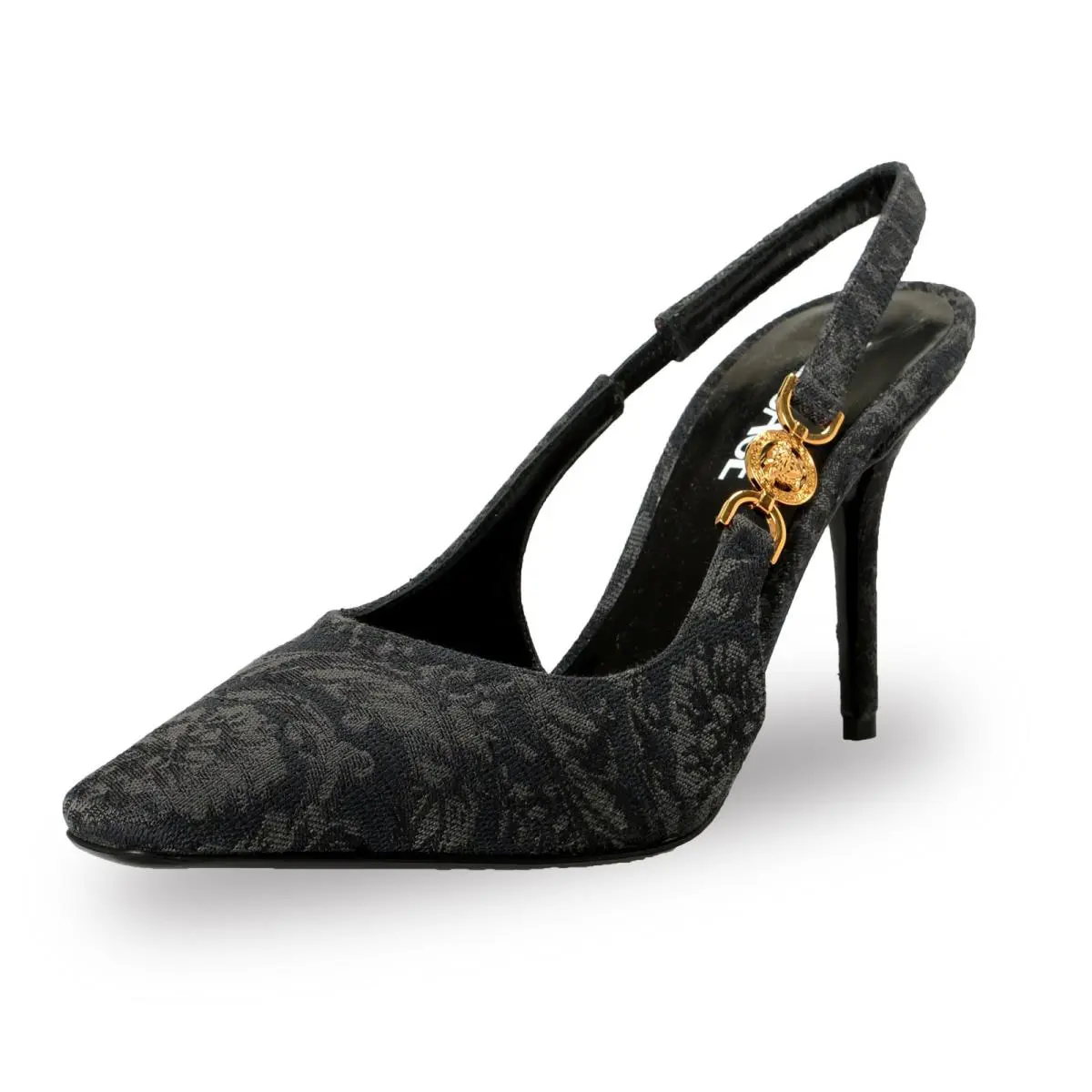 Versace Women`s Jacquard Barocco High Heel Pumps Sling Back Shoes US 8 IT 38