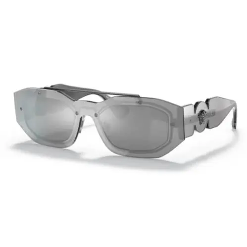 0VE2235 10016G Transparent Grey Mirror Silver Oval Men`s Sunglasses by Versace
