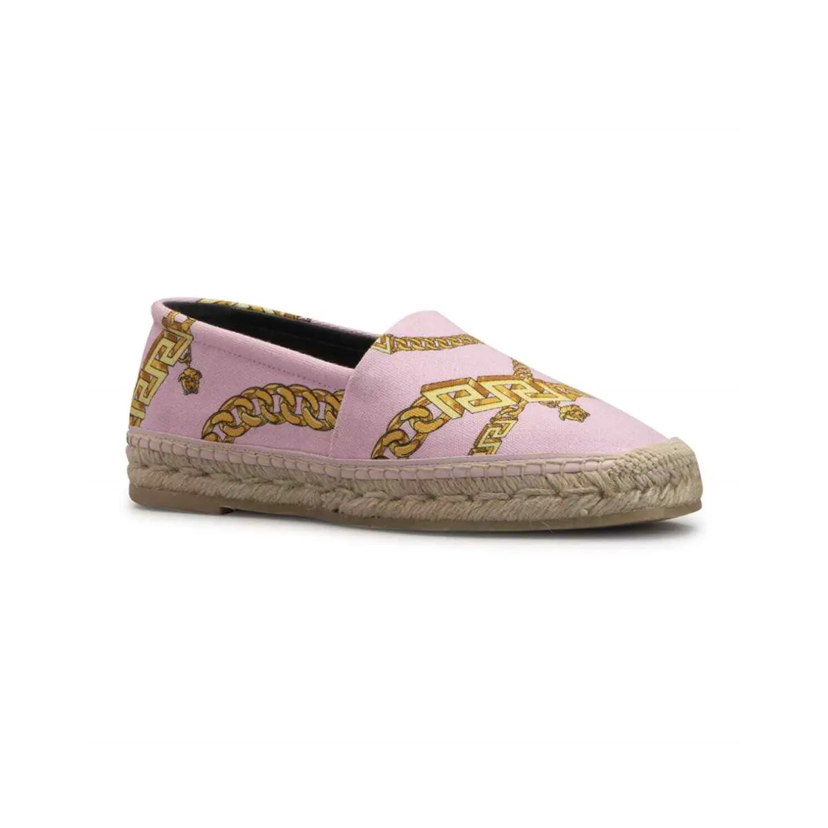 Versace Chain-print Cotton Espadrille Loafers Flats Eur 38 / US 8