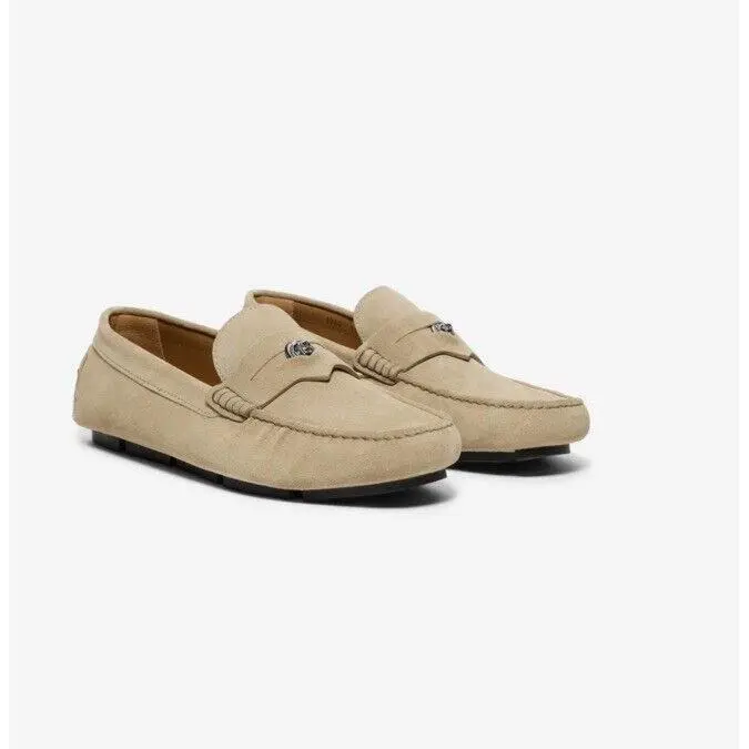 Final Versace Medusa Coin Beige Suede Penny Driving Loafers Sand Eu 45 US 12
