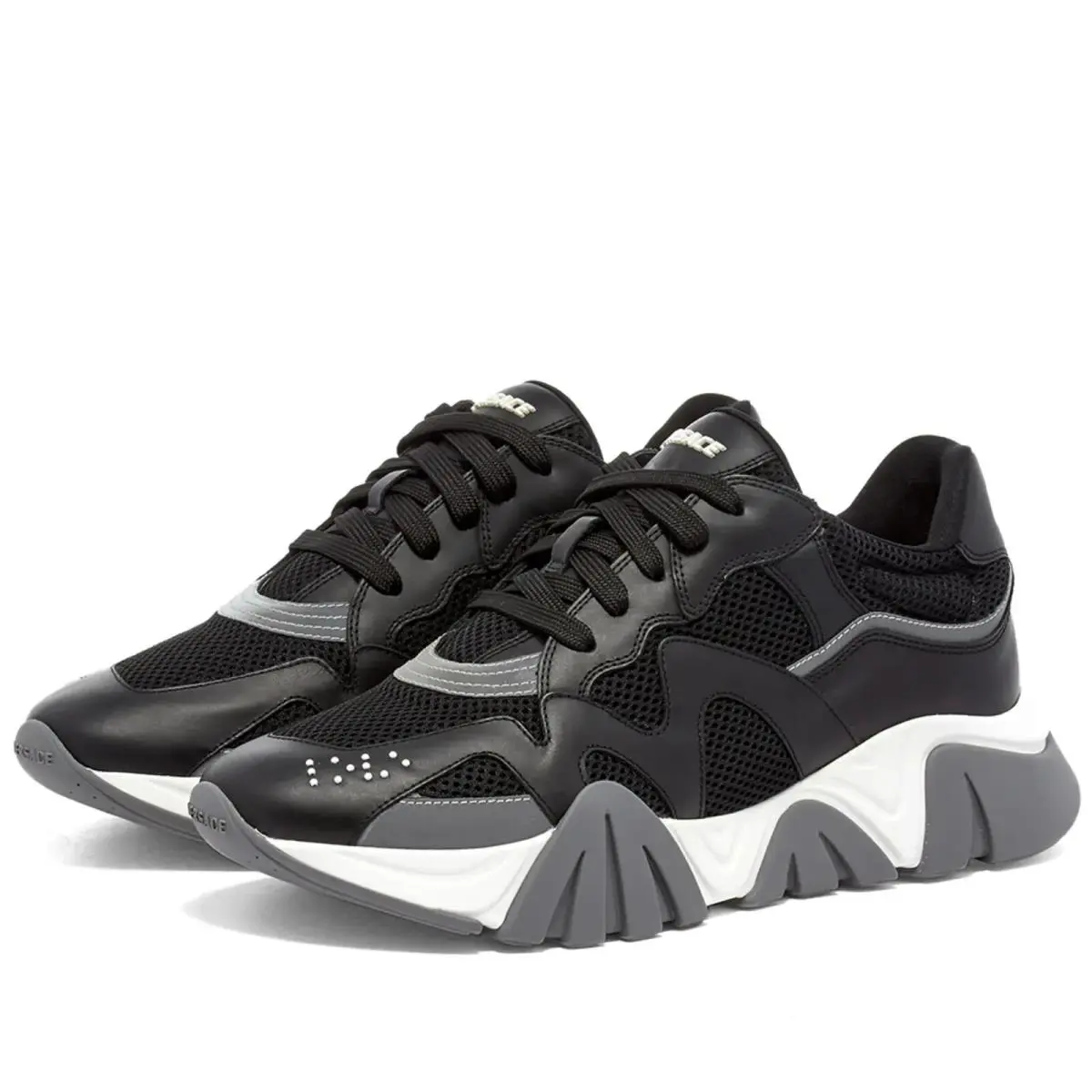 Versace Squalo Runner Black Leather Sneakers in Size 47 / 13 - Black