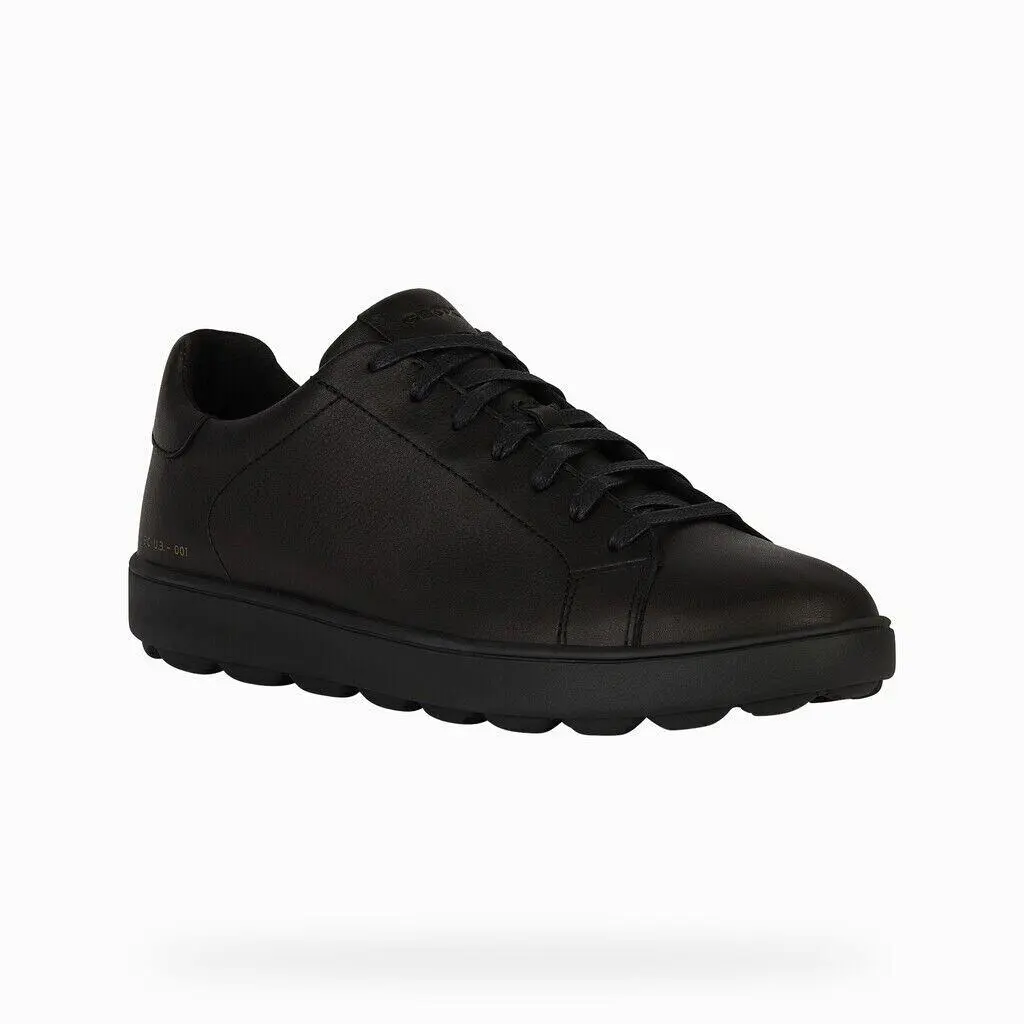 Geox Spherica Ecub-1 Men`s Black Low Cut Leather Sneakers U45GPC00085C9999 - Black