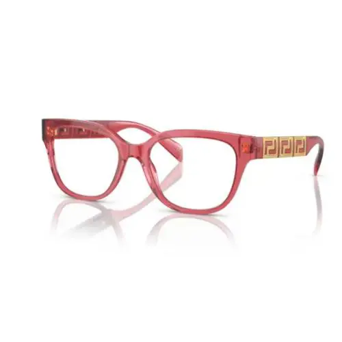 Versace VE 3338 5409 52 Transparent Red Soft Square Eye Women`s Eyeglasses