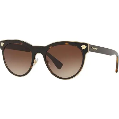 Versace Womens Sunglasses 0VE2198 Metal Havana Brown Gradient Medusa Italy
