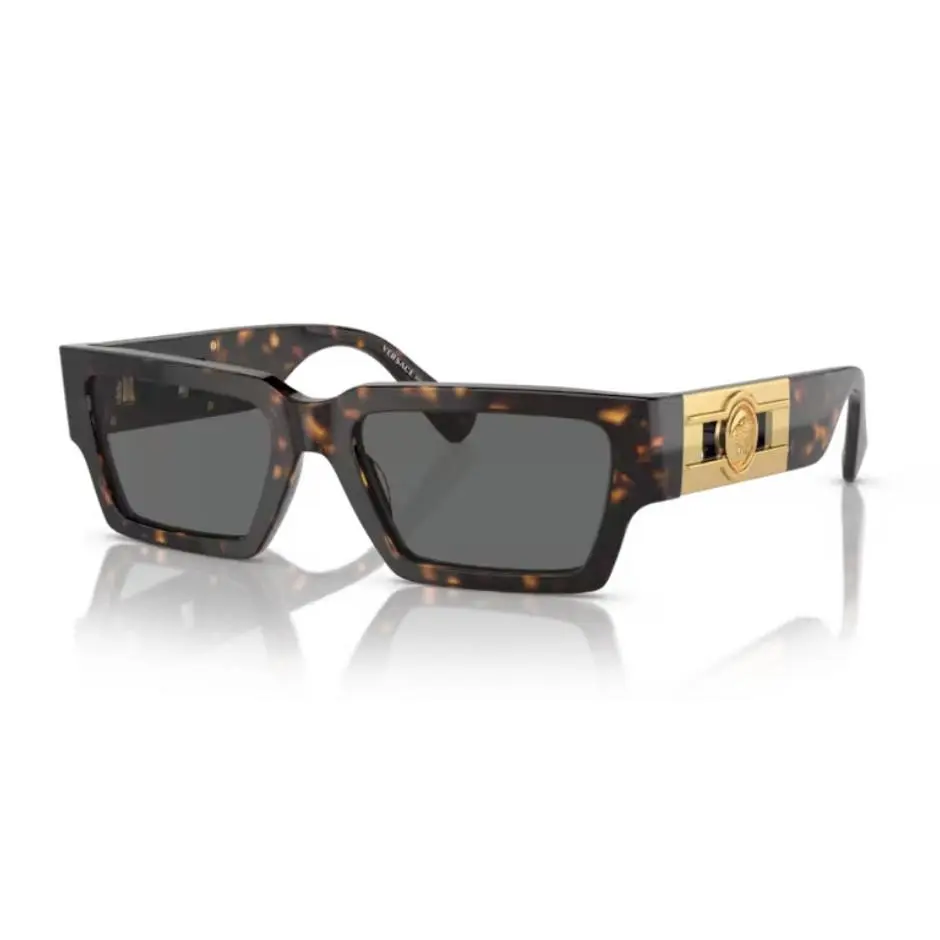 0VE4459F 108/87 Havana/dark Grey Rectangular Men`s Sunglasses by Versace
