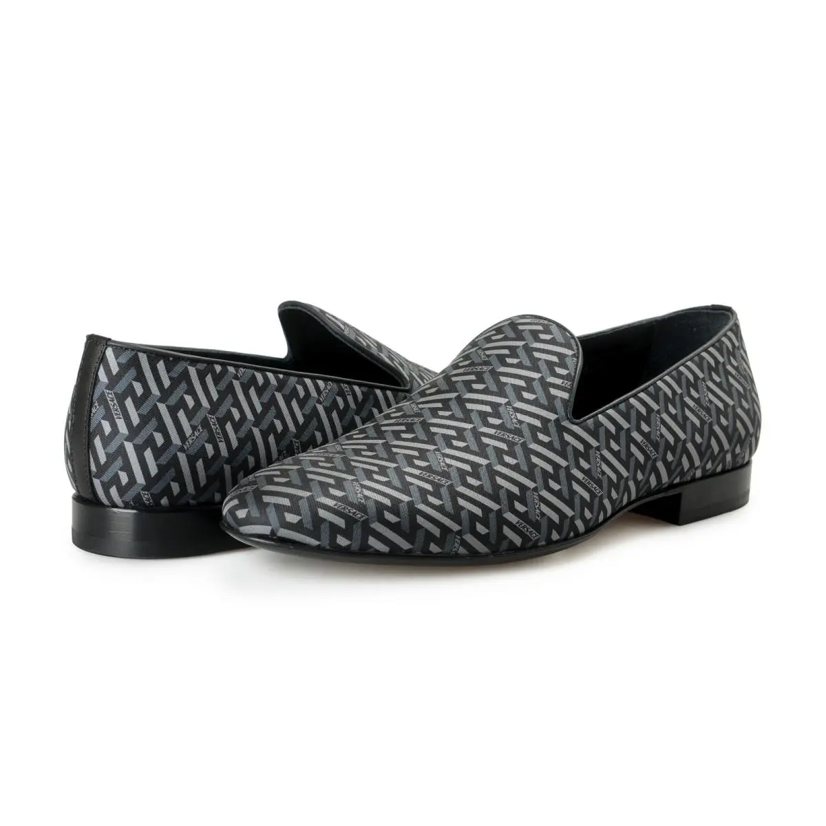 Versace Men`s Greca Print Silk Leather Slip On Loafers Shoes US 12 IT 45 |  Fash Brands