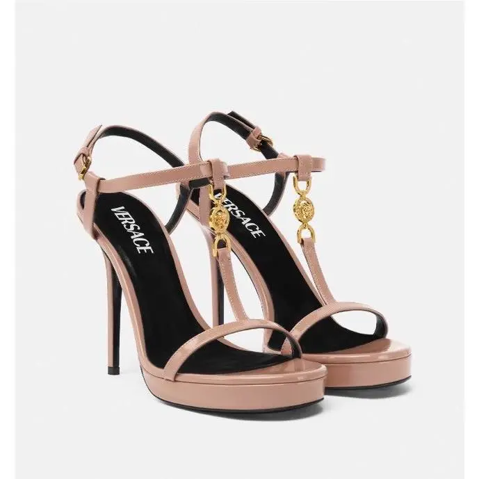 Versace Leather Pump Shoes Sandals Blush 10 US 40 Euro 1013713 Italy