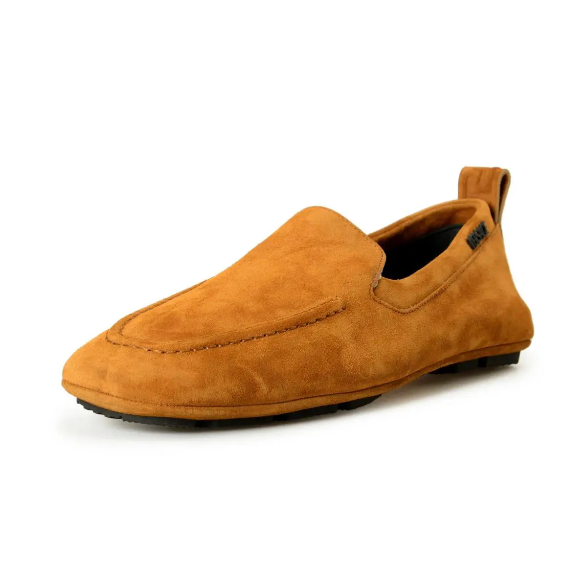 Versace Men`s Tan Logo Suede Leather Driver Moccasins Loafers Shoes US 7 IT 40