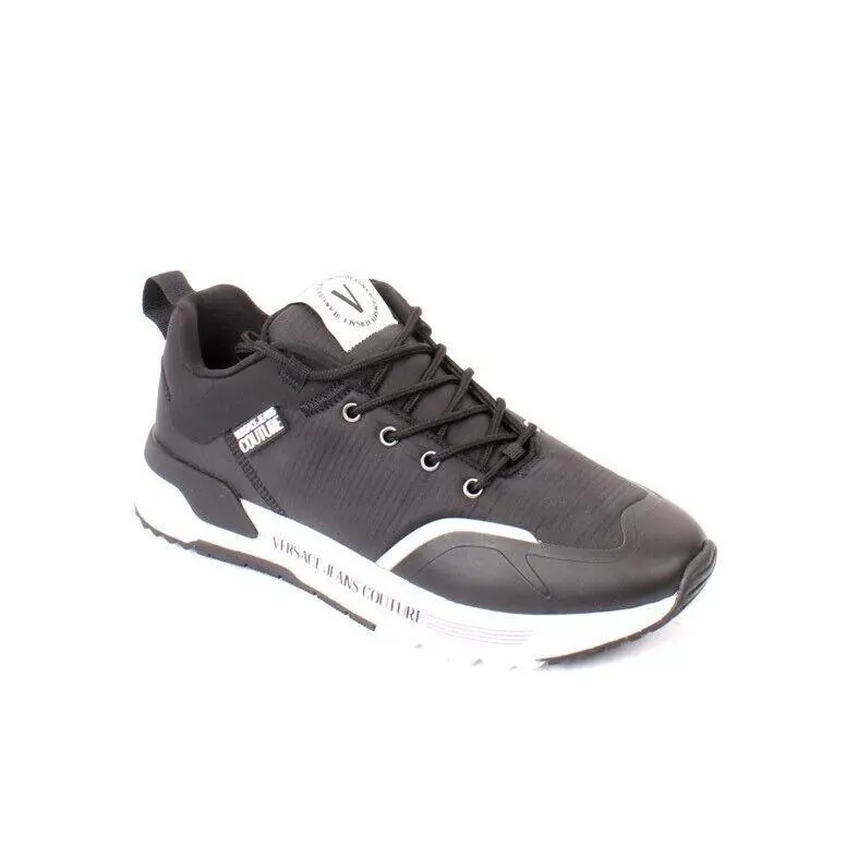 Versace Jeans Couture 005a White Black Leather Lace-up Sneakers 42 / US 9 - White / Black, Manufacturer: White / Black