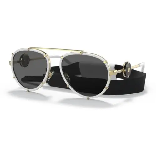 0VE2232 147187 White/dark Grey Oval Women`s Sunglasses by Versace