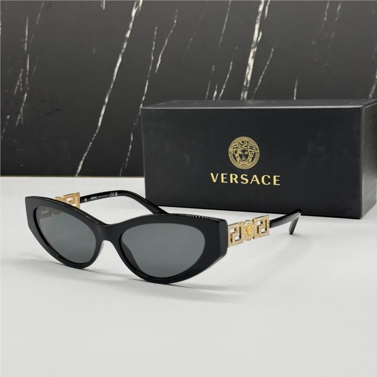 Mod 4470B GB1/87 Versace Women Cat Eye Sunglasses Black VE4470B GB1/87