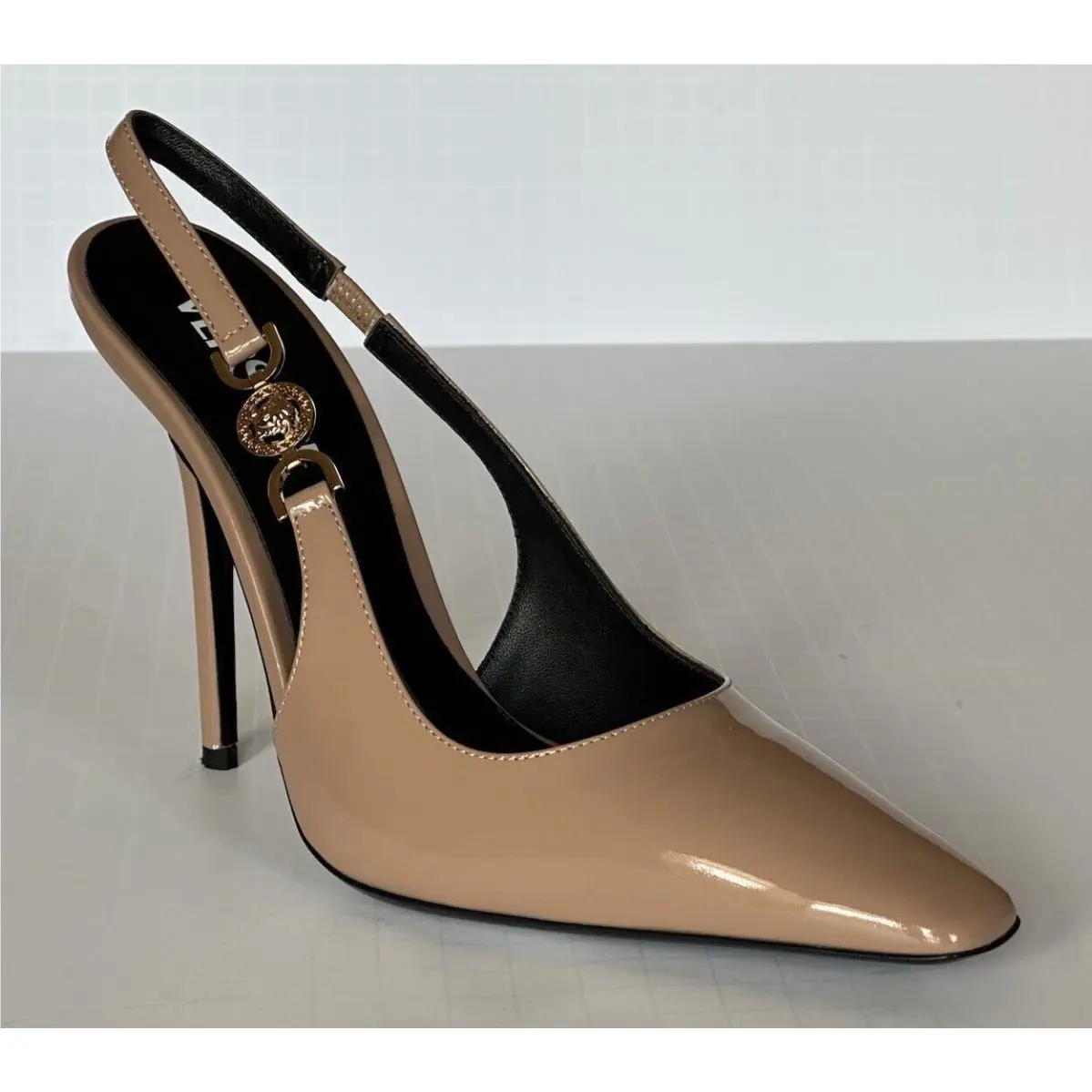 Versace Sling Back Womens Leather Pump Shoes Blush 8 US 38 1012127 IT
