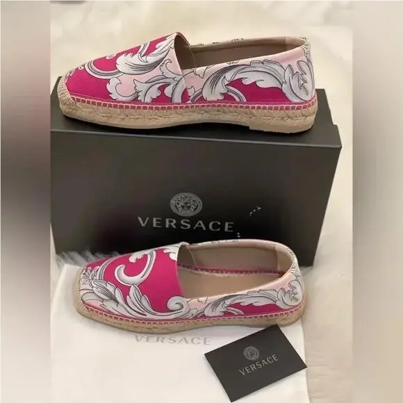 Versace Women Canvas Leather Casual Special Design Espadrilles Sneaker Size 7.5