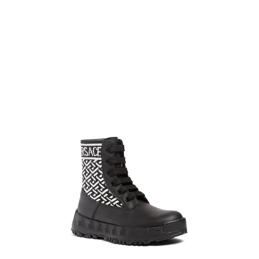 Versace Kids Leather Lace Up Boots Sz 36