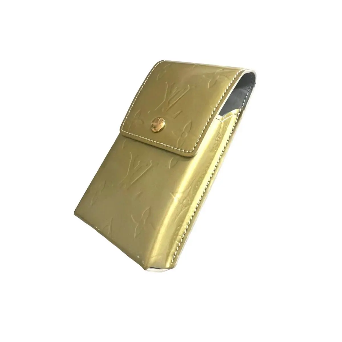 Louis Vuitton: Green Patent Leather LV Logo Accessories Case/waist Bag