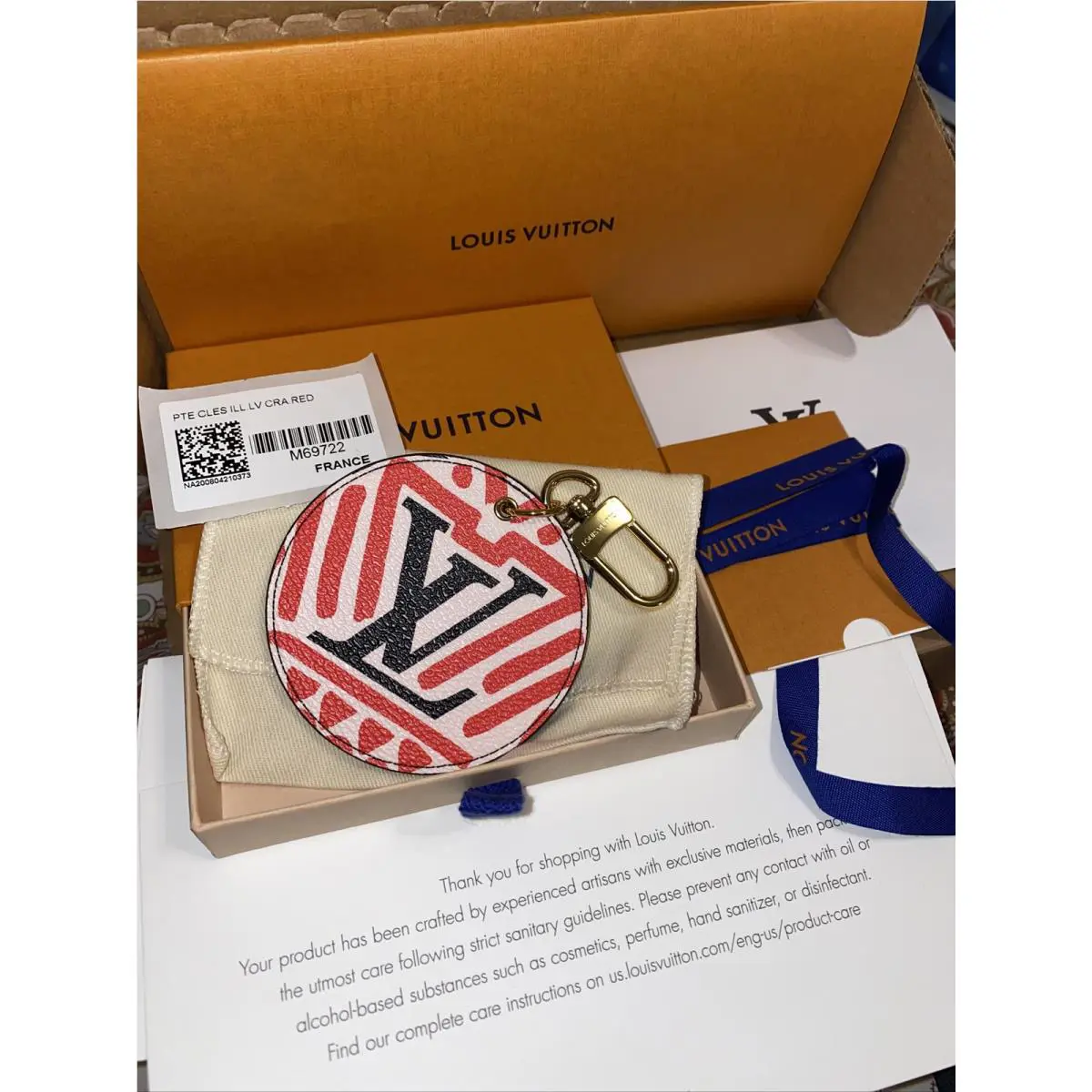 Louis Vuitton Monogram Crafty Red Black Bag Round Charm Key Ring France