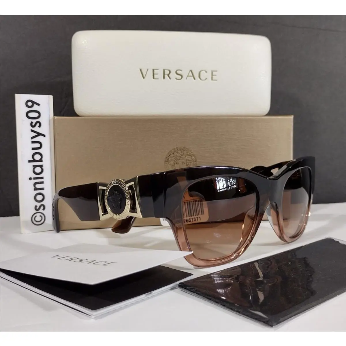 Versace Women`s Cat Eye Sunglasses 4415-U Brown Brown Gradient Lenses