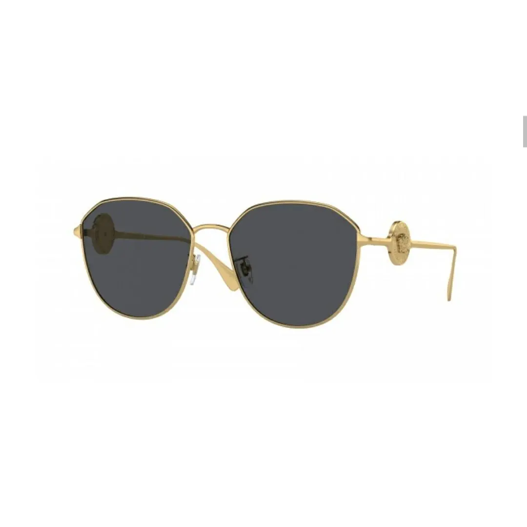 VE2259D 1002 / 87 Gold - Dark Grey Lens Sunglasses 58 mm by Versace