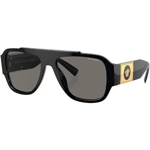 Versace VE Black Plastic Pillow Sunglasses Grey Polarized Lens 57mm 4436U GB1/81