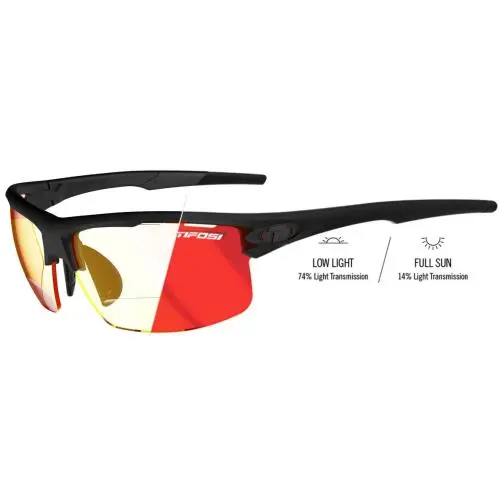 Rivet Blackout Crystal Gunmetal White Satin Tactical Readers Sunglasses +1.5 Blackout Clr Red Fototec Reader by Tifosi