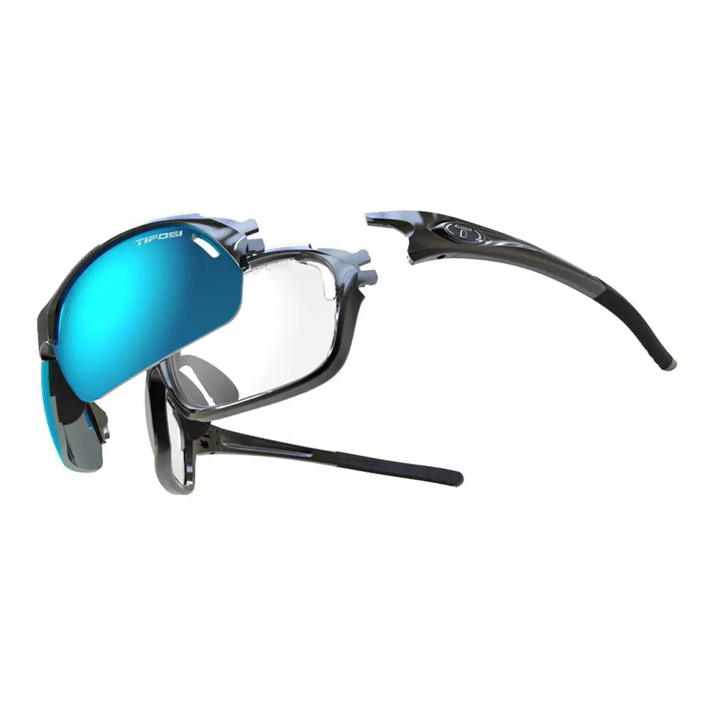 Tifosi Launch F.h. Glasses Gloss Black w/ Clarion Blue AC Red Clear Lenses