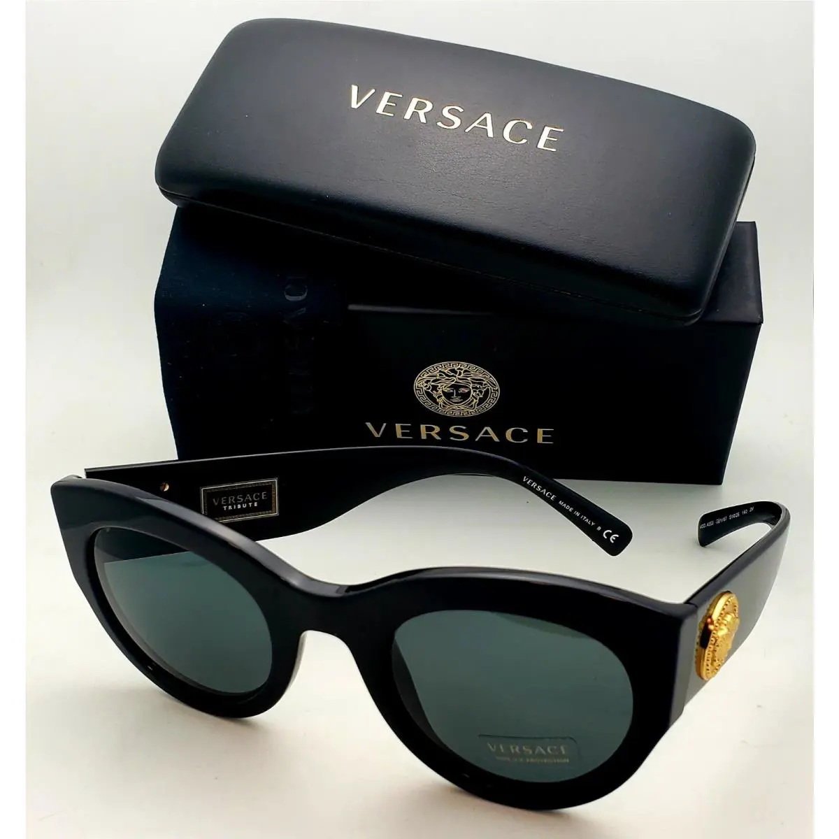 Versace Sunglasses VE 4353 GB1/87 51-26 140 Black Gold Frames Grey Lenses