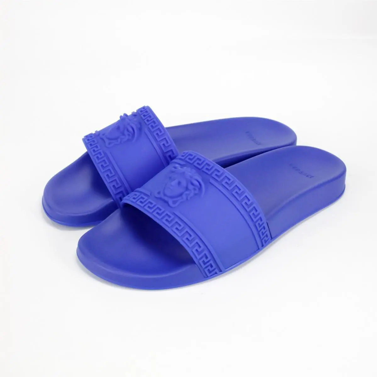 Versace Gomma Men`s EU 43 Royal Blue Palazzo Medusa Pool Slide Sandal Shoes