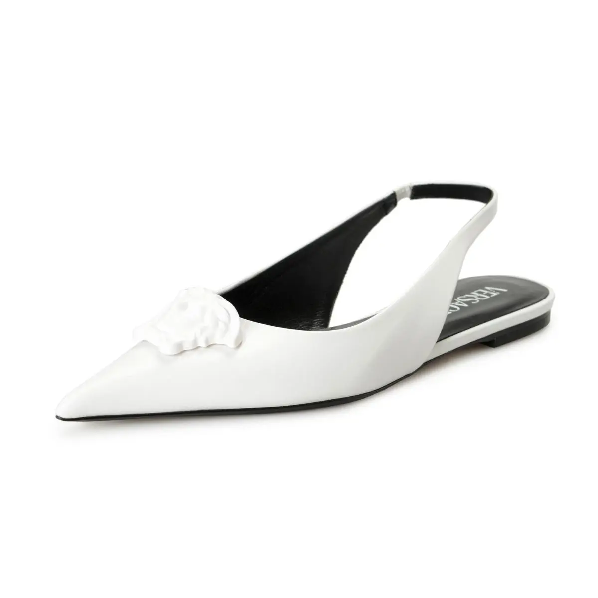 Women`s White Medusa Leather Sandals Sling Back Shoes US 6.5 IT 36.5 by Versace