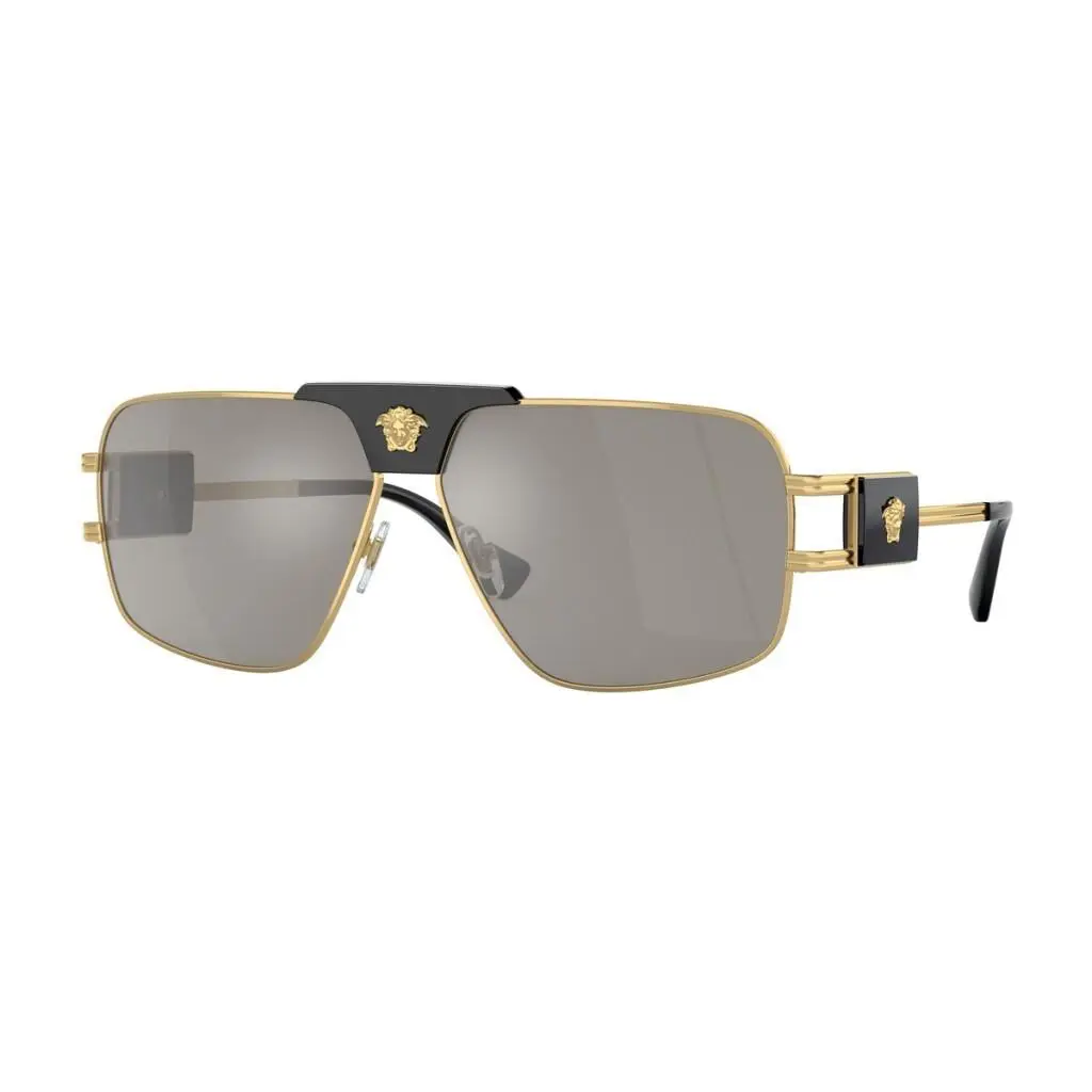 Men Sunglasses VE2251 10026G Gold Light Gray Mirrored Silver 63m by Versace