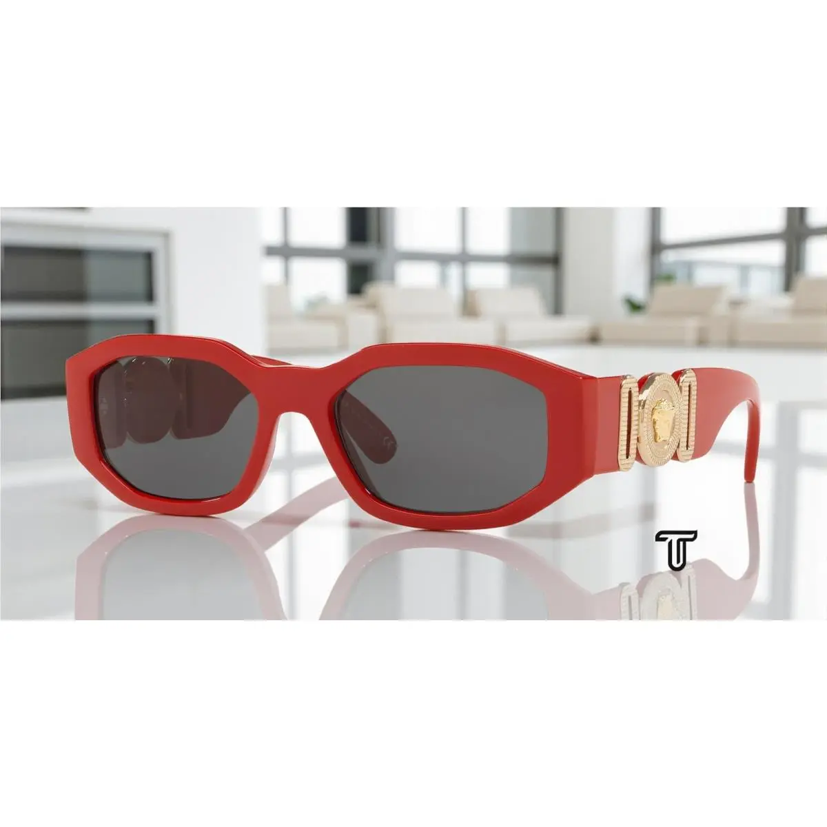 VE4361 533087 Red Dark Grey 53 mm Men`s Sunglasses by Versace