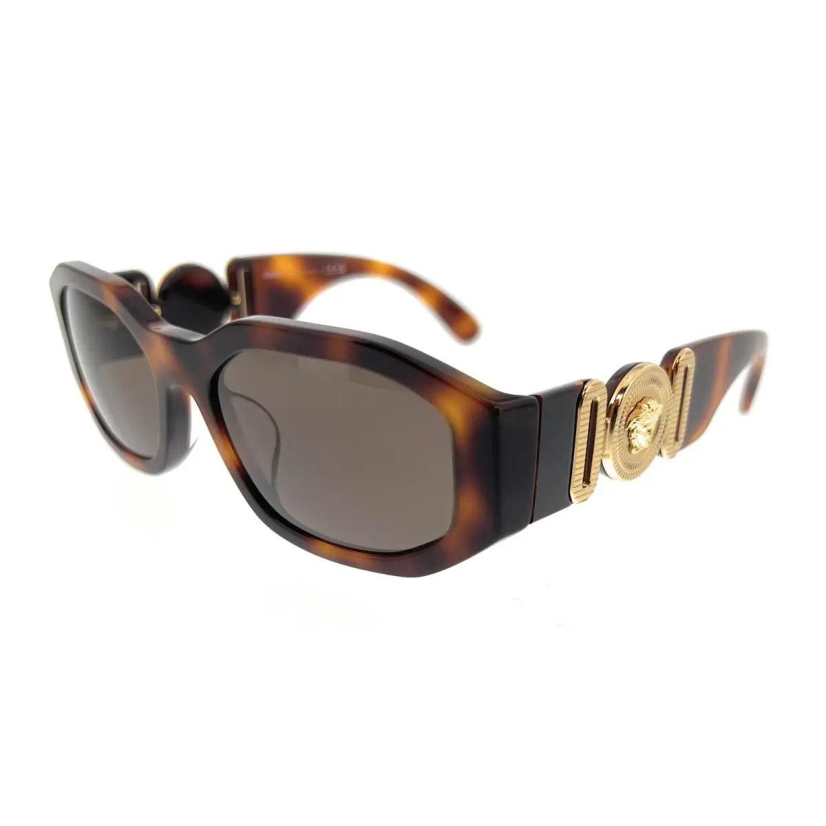 Versace 0VE4361F 521773 Dark Havana Rectangular Vintage Medusa Sunglasses - Havana Dark Brown, Frame: Havana Dark Brown, Lens: Brown Gradient