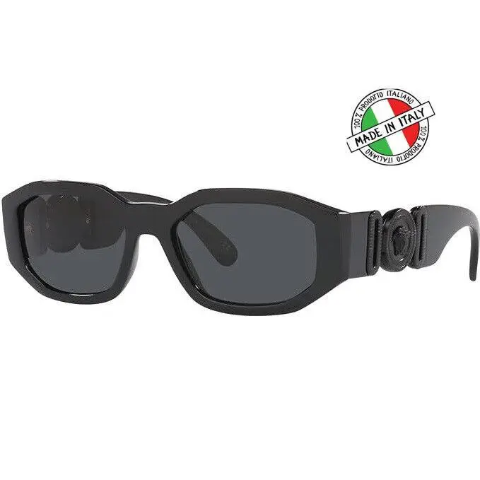Versace Tutto Nero Sunglasses 53mm All Black Dark Gray Man Woman Made in Italy
