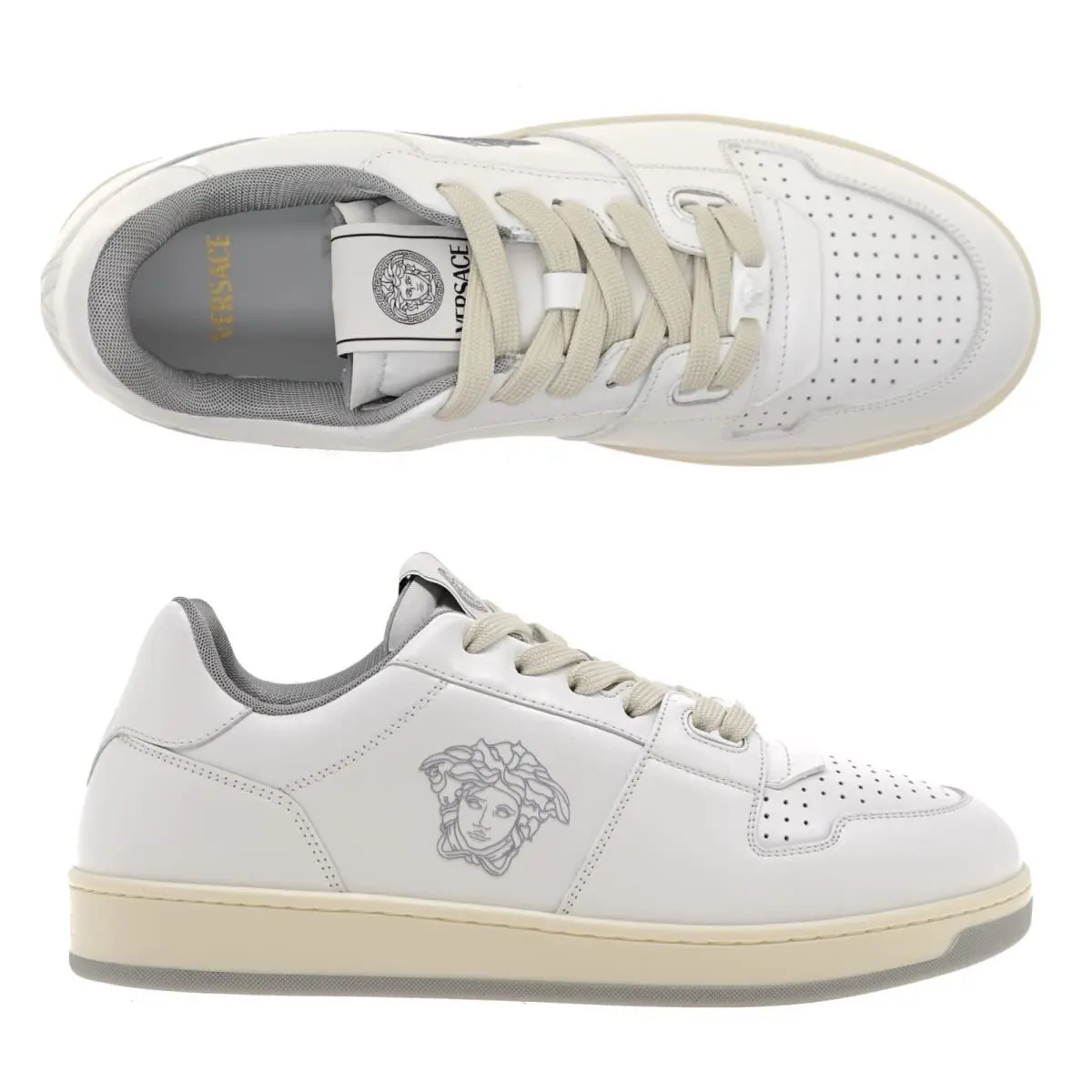 Versace Medusa Men Sneakers White Leather Size 44 / 11 US - White