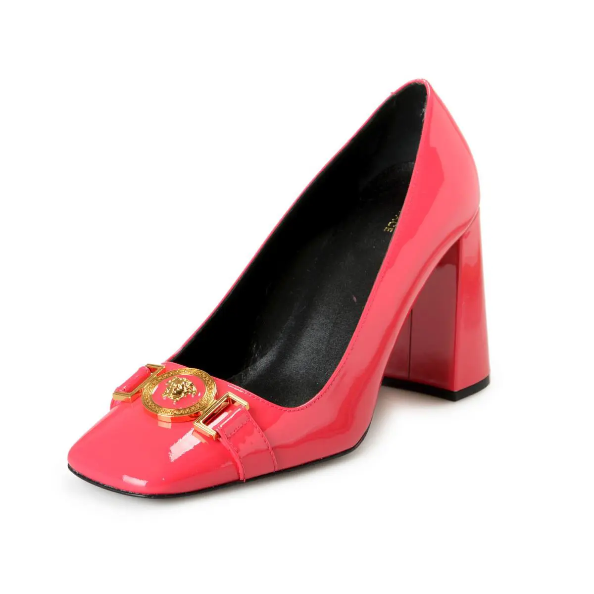 Women`s Pink Gold Medusa Vernice Leather Heeled Pumps Shoes US 6 IT 36 by Versace