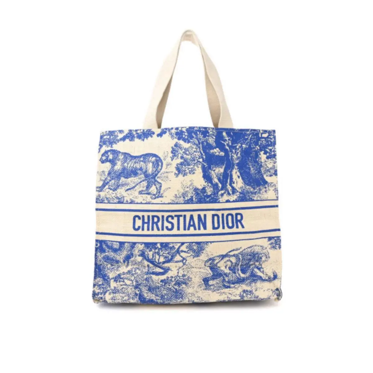 Christian  Wardujuy ‘dioriviera’ Blue Ivory Large Straw Tote Bag Gwp by Dior