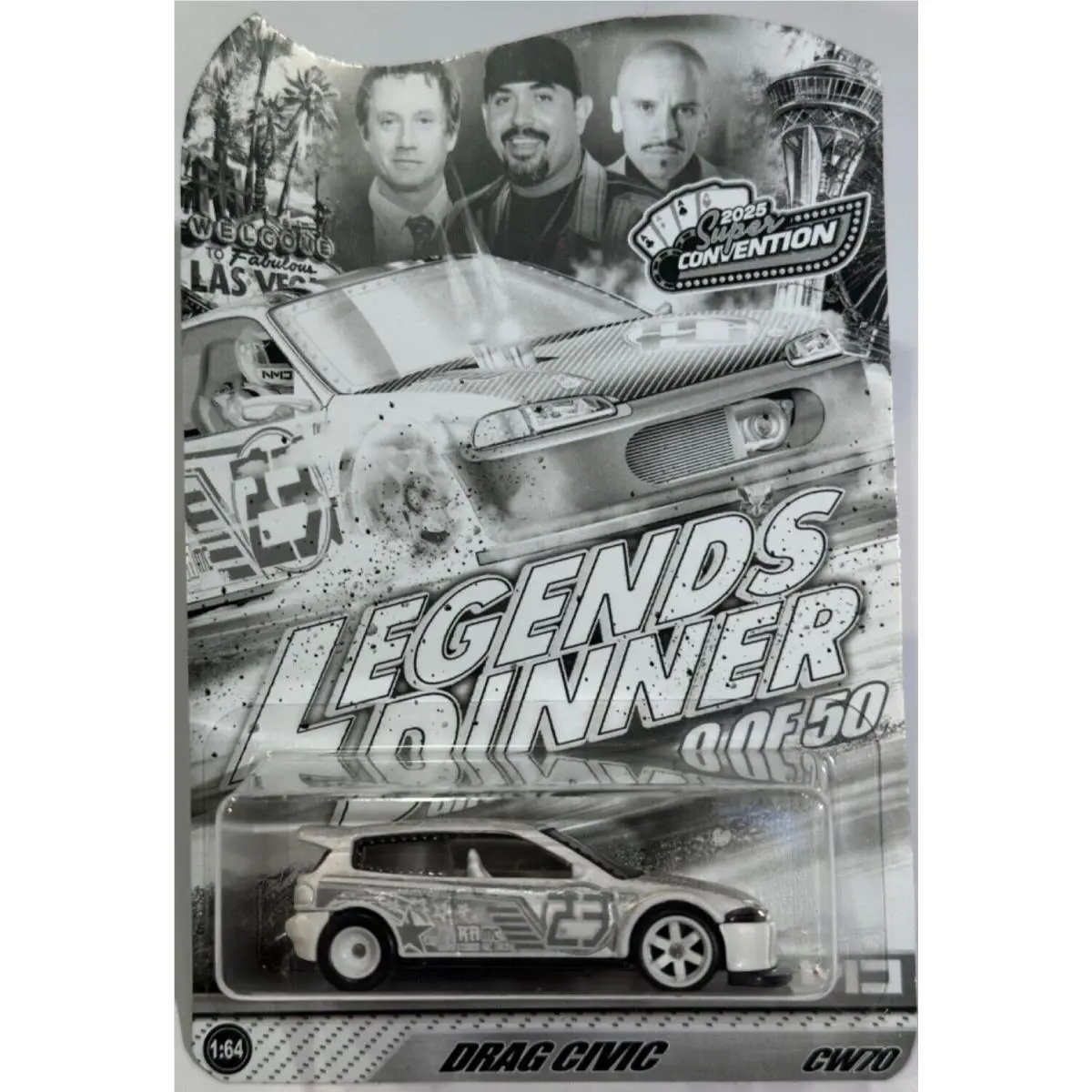 Hot Wheels 2025 Las Vegas Super Convention Drag Civic Legends Dinner 9 OF 50