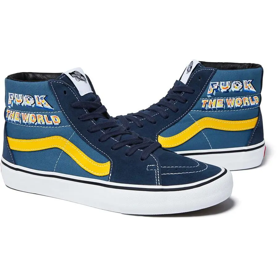 Vans Sk8-hi Pro X Supreme Ftw True Navy F k The World Ships Fast Size 10.5US