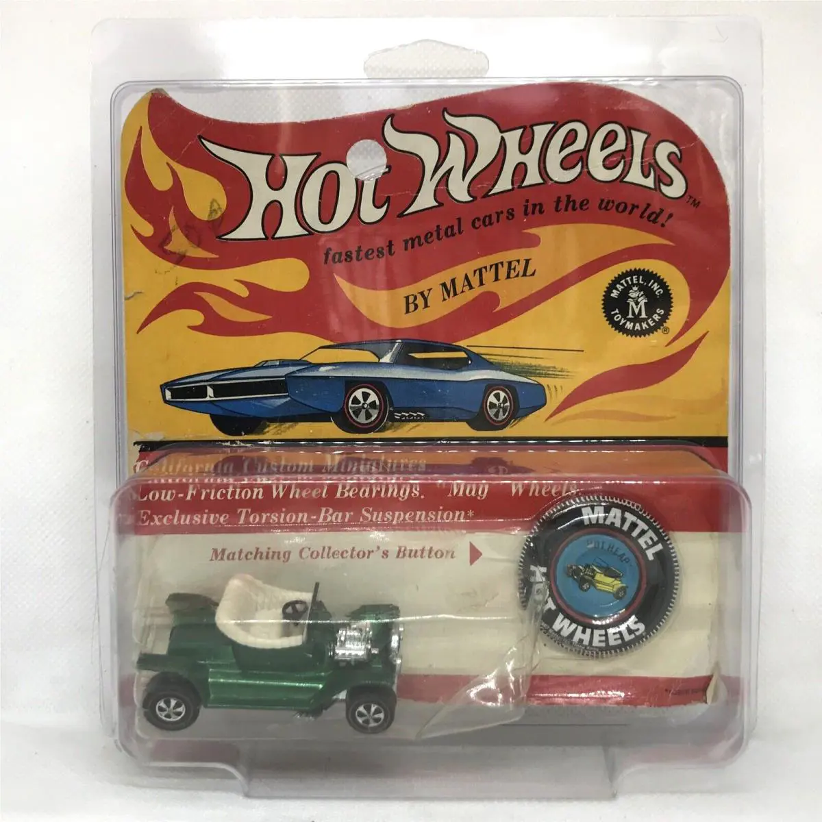 Hot Wheels Redline Hot Heap 1967 Green White Int. Made In Hong Kong Blister Pack