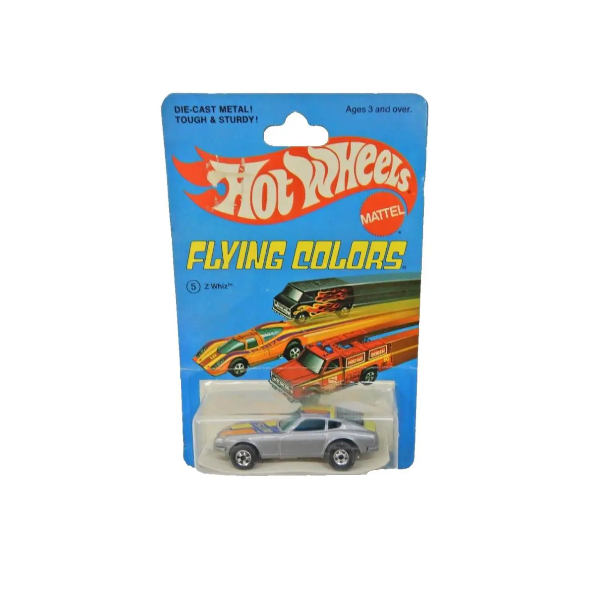 Vintage Hot Wheels Flying Colors No. 5 BW Datsun Z Whiz Non-redline Moc BP