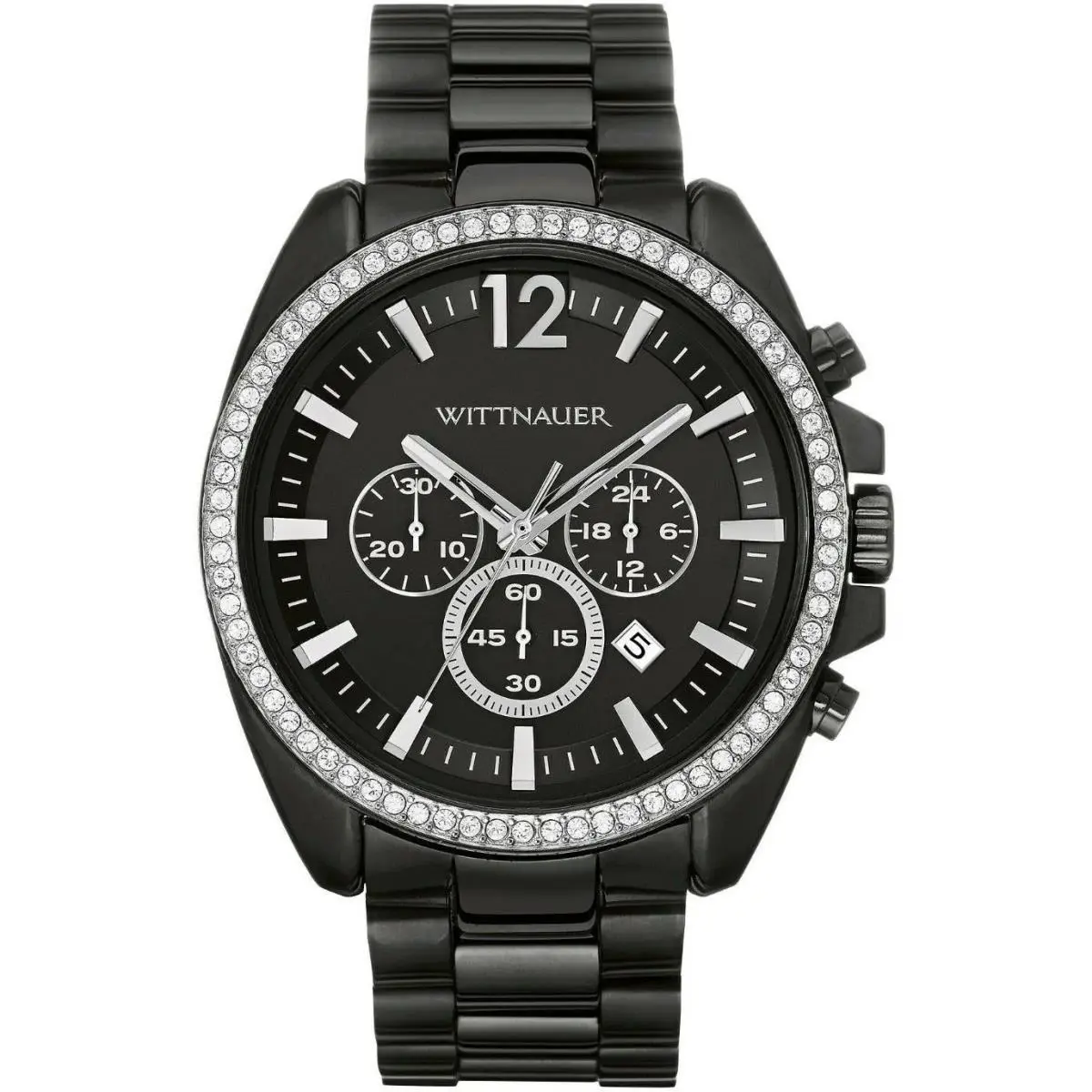 Wittnauer Chronograph Men’s All Black Steel 44mm Watch WN3028