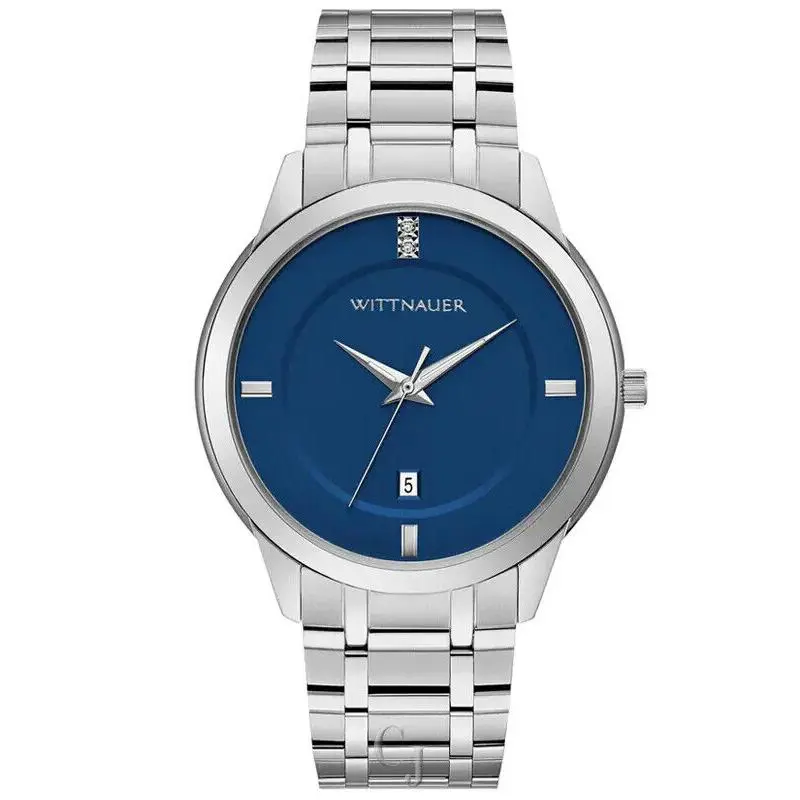 Wittnauer Men S Continental Dark Blue Dial Watch WN3088 - Dial: Blue, Band: Silver, Bezel: Silver
