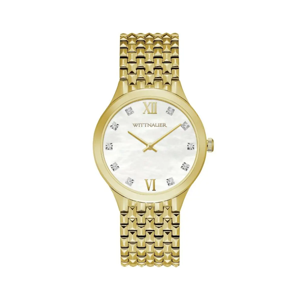 Wittnauer Women`s Watch WN4111 Quartz Diamond Accent Gold-tone Sapphire Crystal