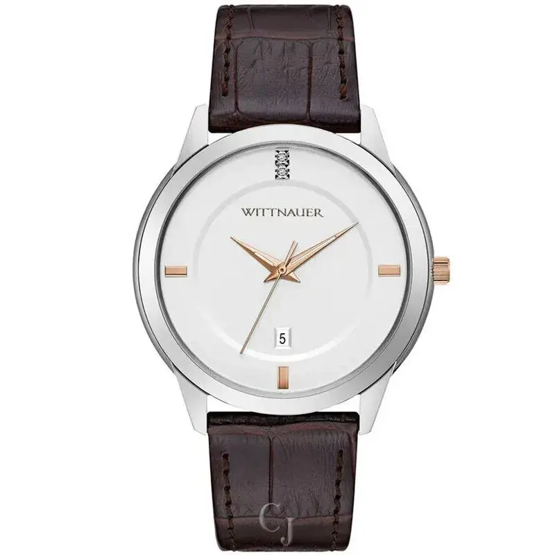 Wittnauer Men S Continental Silver-white Dial Watch WN1020 - Dial: Silver, Band: Brown, Bezel: Silver